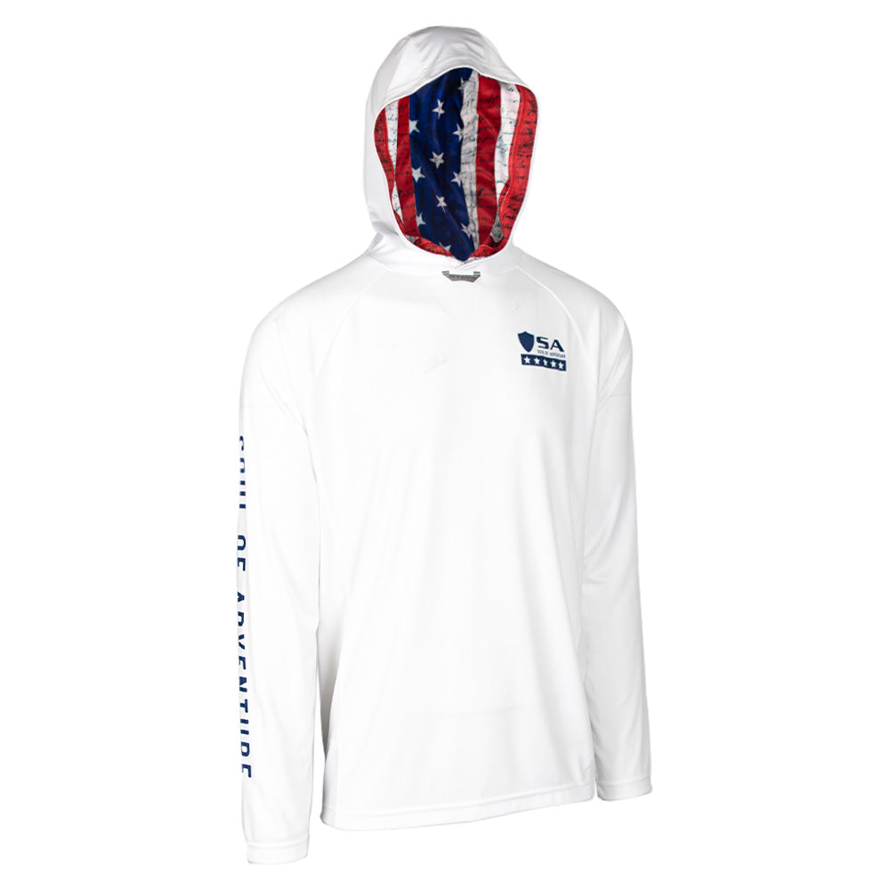 Hooded Performance Long Sleeve Shirt | American Flag, image size:1000x1000