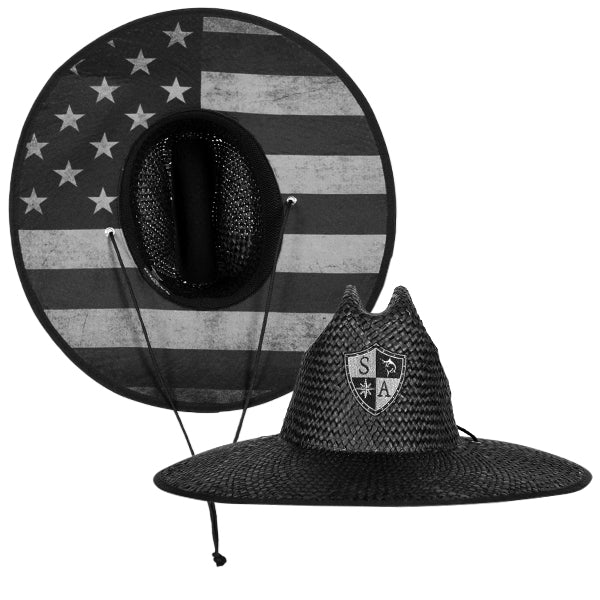 Under Brim Straw Hat, Blackout American Flag