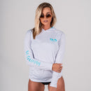 Women's Hooded Performance Long Sleeve Shirt | White | Tidal Waves