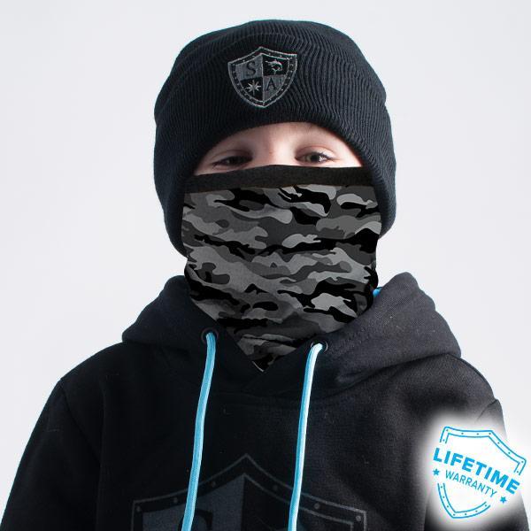 Kids Frost Tech | Grey Military Camo Fleece Lined Face Shield - SA Company 