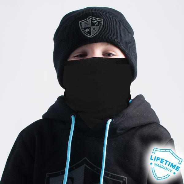 Kids Frost Tech | Solid Black Fleece Lined Face Shield - SA Company 
