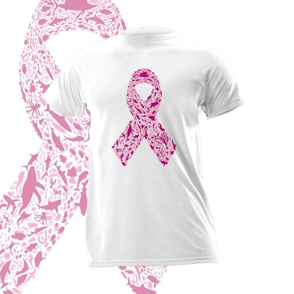CLOSEOUT Cotton Short Sleeve | Breast Cancer Awareness | Pink Ribbon | White
