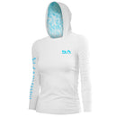 Women's Hooded Performance Long Sleeve Shirt | White | Tidal Waves