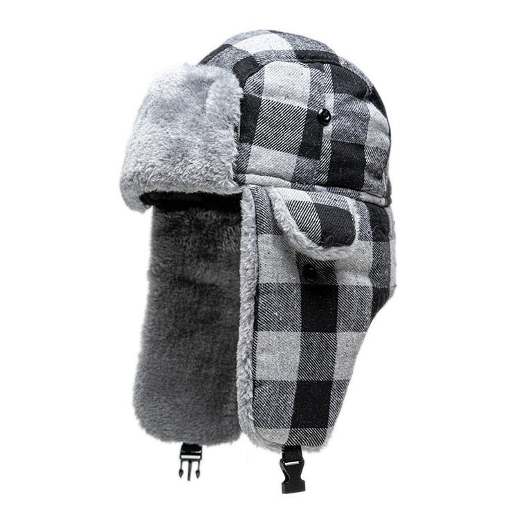 Trapper Hat Lumberjack Grey Plaid - Main Image