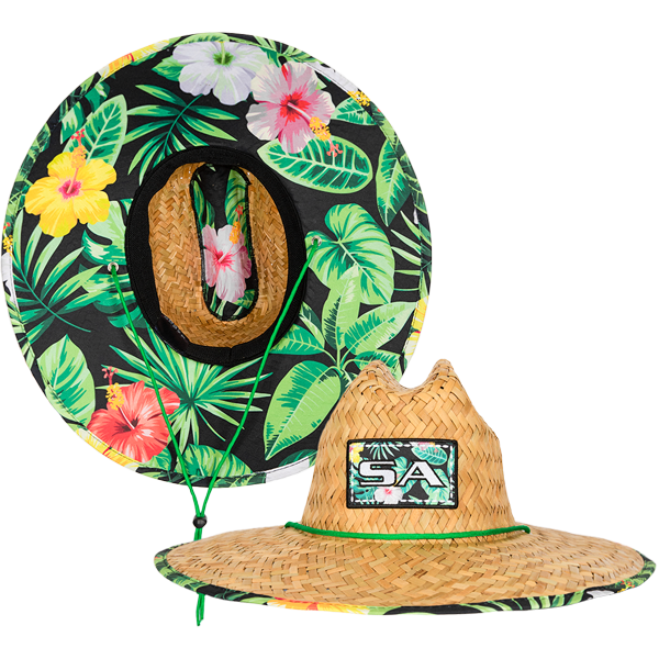 Under Brim Straw Hat | Hawaiian Floral