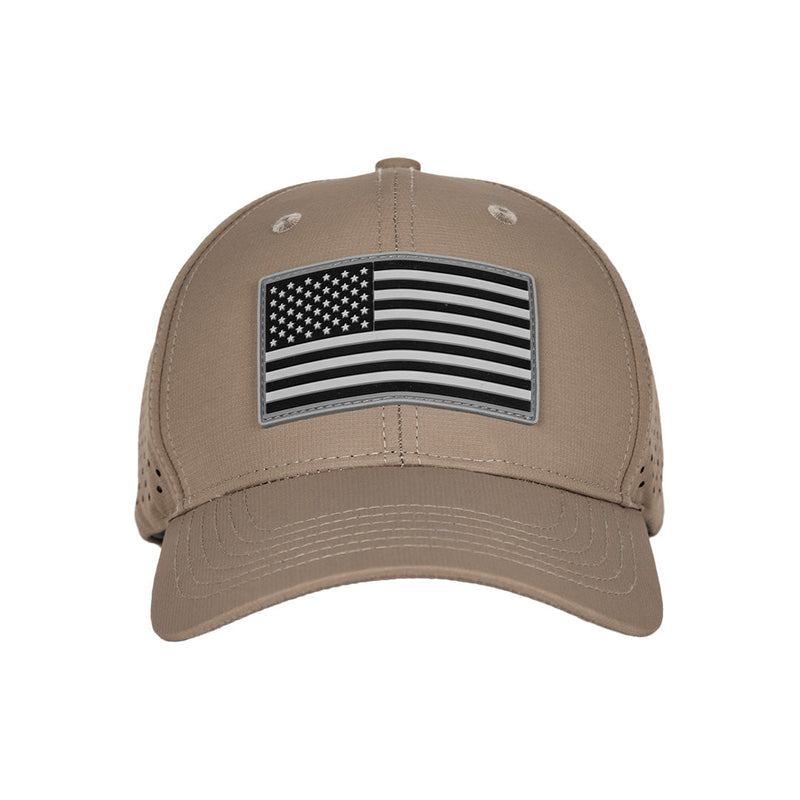 Performance Snapback | Blackout American Flag | Khaki