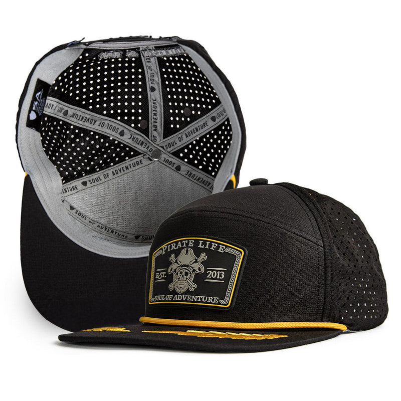 Performance Flat Bill Snapback | Black | Pirate's Life