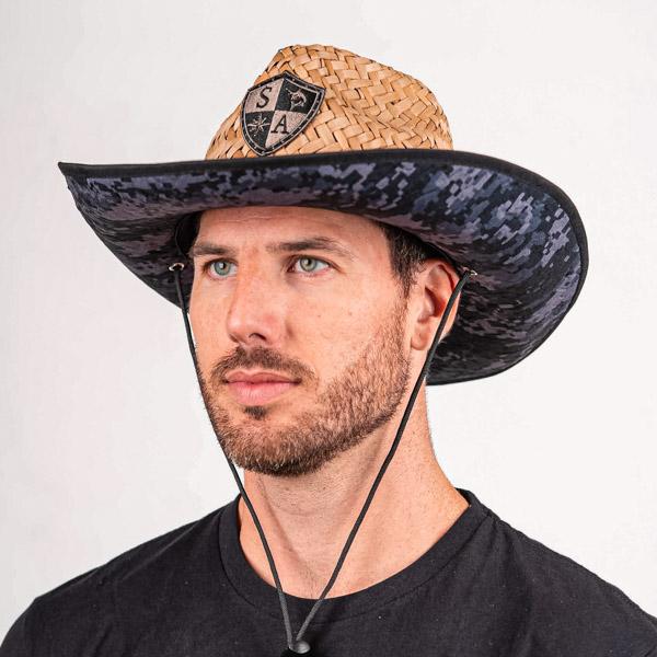 Cowboy Under Brim Straw Hat | Blackout Digi Camo