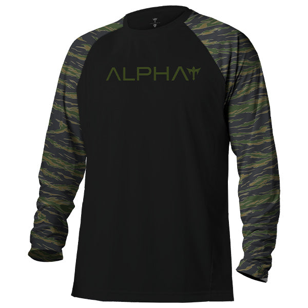 Performance Tactical L/S Mesh | Black | 2 Sleeve-B/O American Flag | Alpha