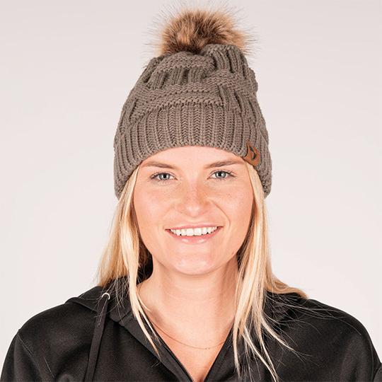 SA Beanie | Cable Knit Fur Pom