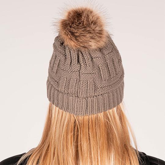 SA Beanie | Cable Knit Fur Pom