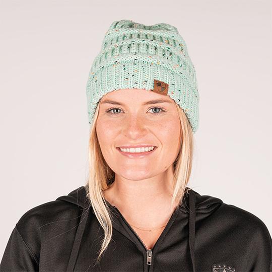 Ponytail Beanie| Mixed Light Aqua