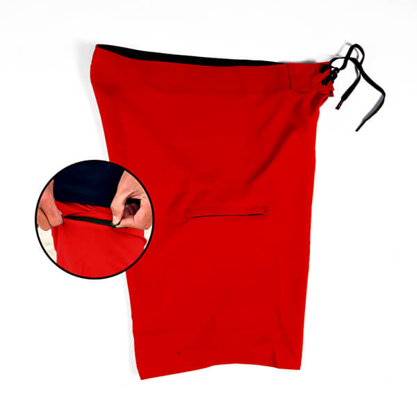 CLOSEOUT Board Shorts | Solid Red | Black SA Shield