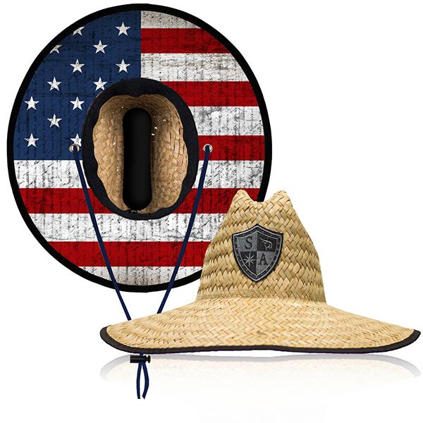 Kids Under Brim Straw Hat | American Flag