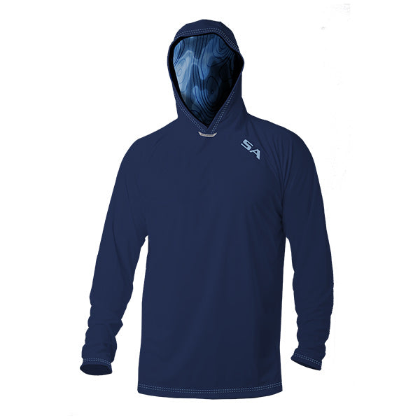 Hooded Performance Long Sleeve Shirt | Underwater Topography
