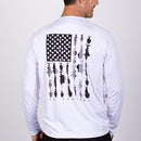Performance Long Sleeve Shirt | White | Blackout Flag Fins Stripes