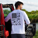 Performance Long Sleeve Shirt | White | Blackout Flag Fins Stripes