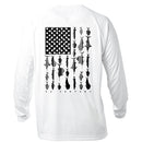 Performance Long Sleeve Shirt | White | Blackout Flag Fins Stripes