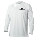 Performance Long Sleeve Shirt | White | Blackout Flag Fins Stripes