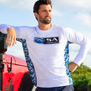 Performance Long Sleeve Shirt | White | Wave Fade