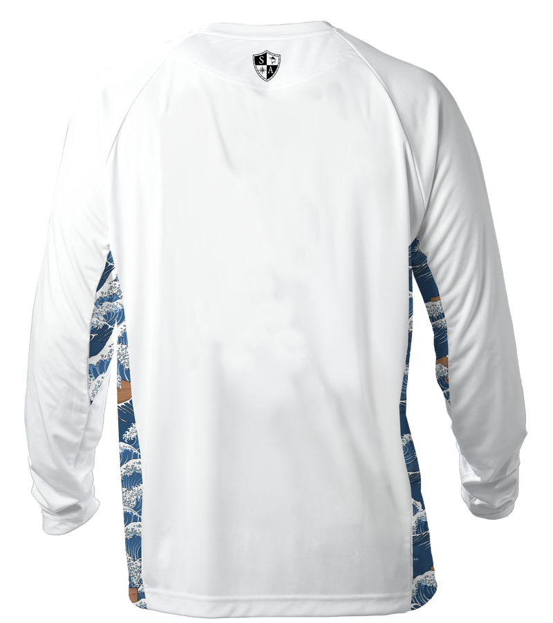 Performance Long Sleeve Shirt | White | Wave Fade