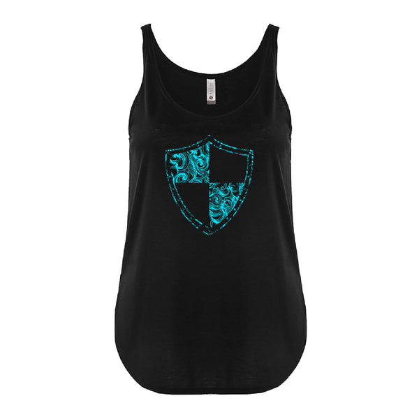 CLOSEOUT Womens Relaxed Tank | Black | Tidal Waves Shield