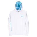 Women's Hooded Performance Long Sleeve Shirt | White | Tidal Waves﻿