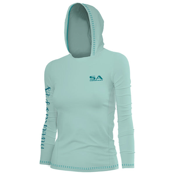 Women's Hooded Performance Long Sleeve Shirt | Mint | SA Logo