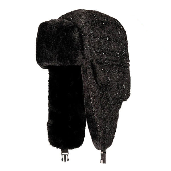 Trapper Hat | Tweed | Black Sparkle