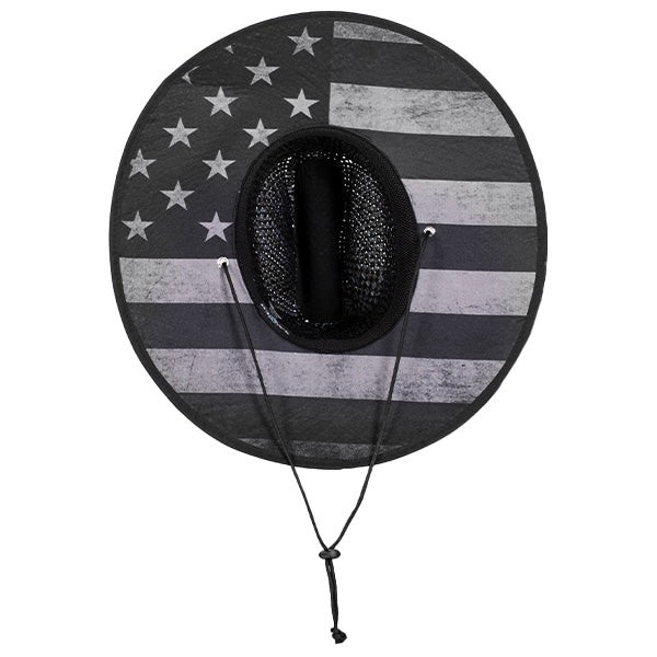 Under Brim Straw Hat | Blackout American Flag | SA Shield
