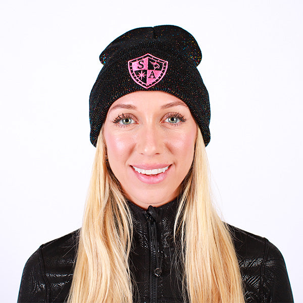 Classic Beanie | Black Shimmer | Pink