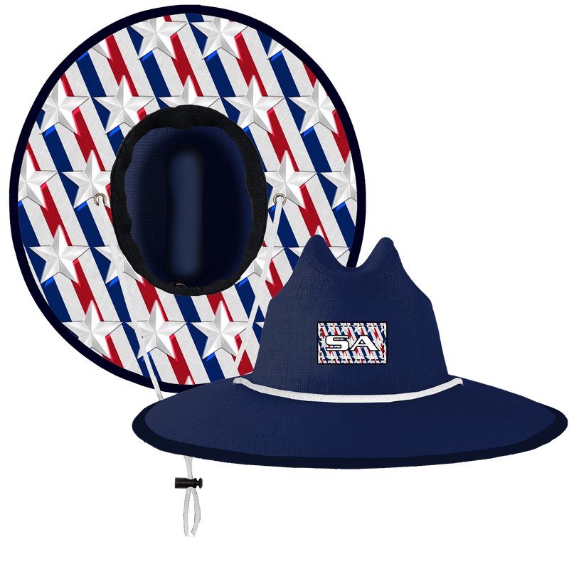 Keys Under Brim Straw Hat | Americana | Navy