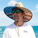 Palms Under Brim Straw Hat | Wooden Flag