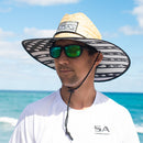 Under Brim Straw Hat | Blackout Fins & Stripes