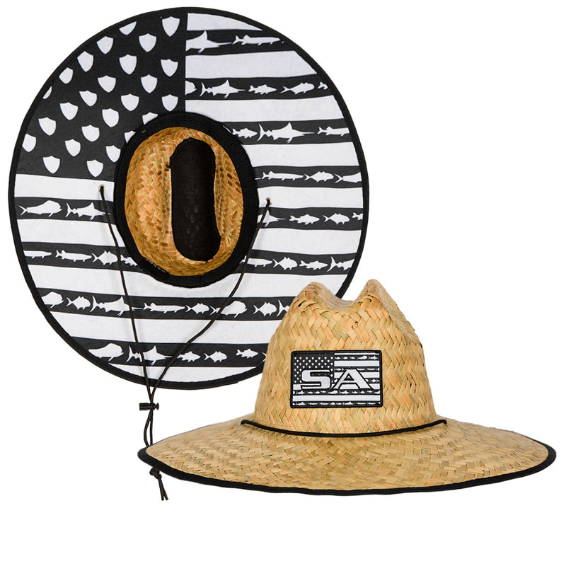 SA Company Straw Hat - Blackout American Flag Under Brim Straw Hat