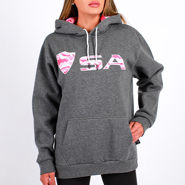 Classic Lined Hoodie| Pink Military Camo