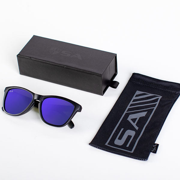 Boca Sunglasses | Matte Black | Blue Mirror