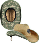 Cowboy Under Brim Straw Hat | Green Digi Camo