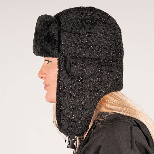 Trapper Hat | Tweed | Black Sparkle